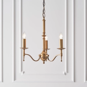 Stanford 3 Light Antique Brass Finish Chandelier simple ceiling design light
