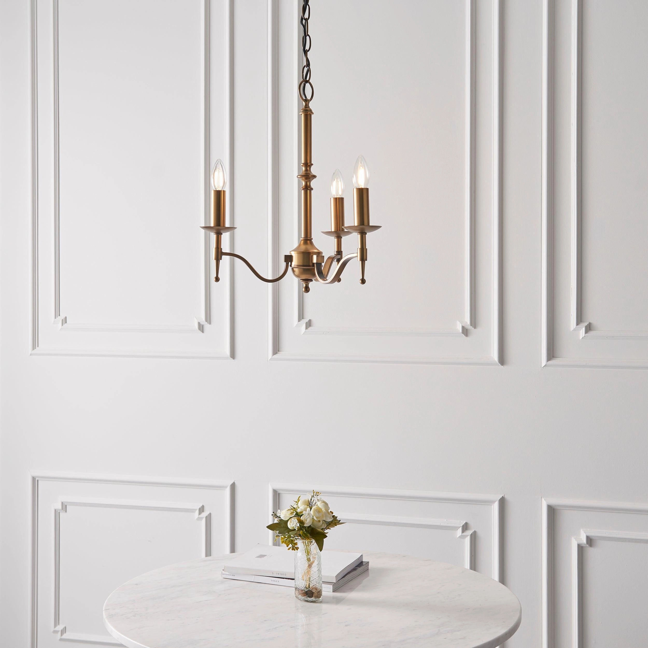 Stanford 3 Light Antique Brass Finish Chandelier