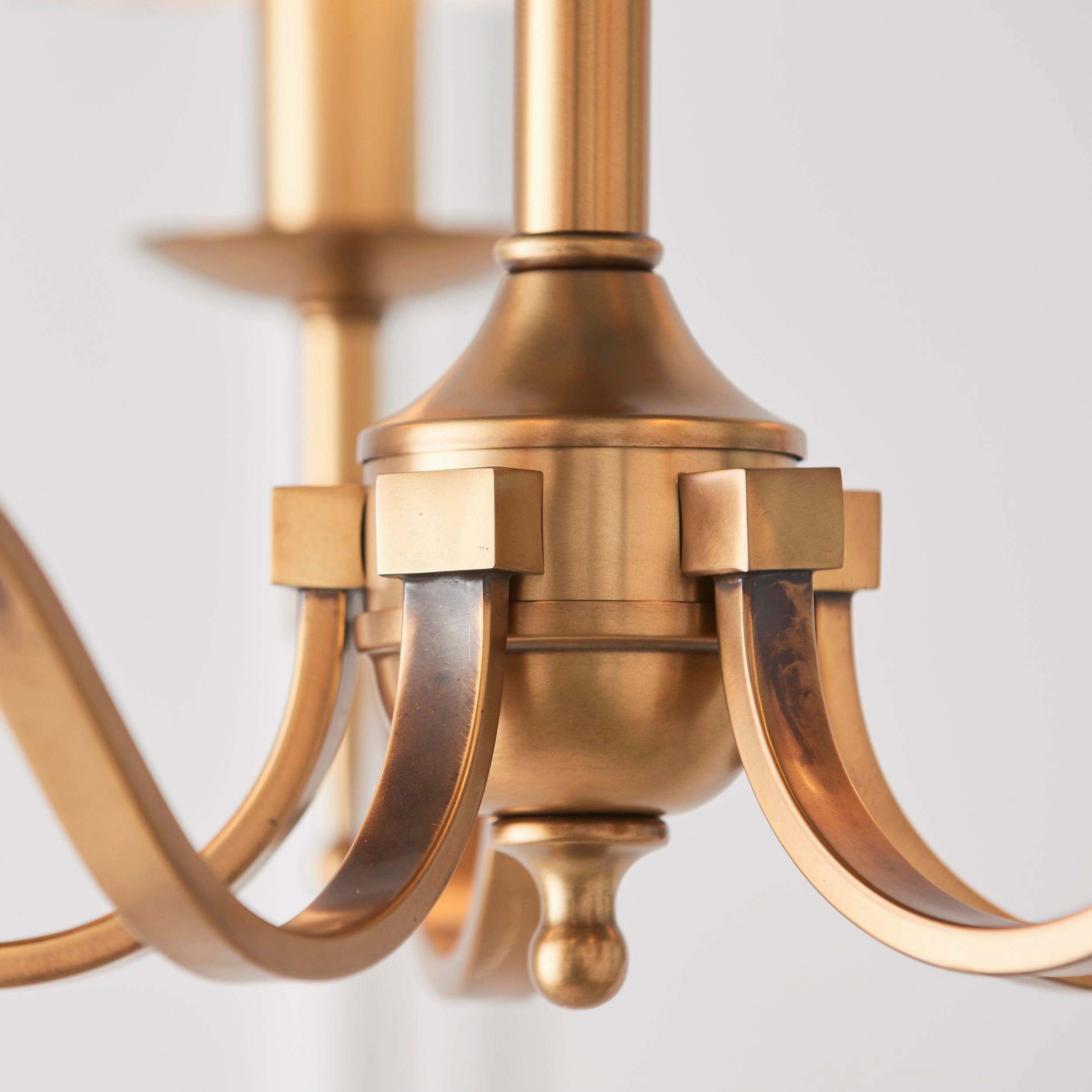 Stanford 5 Light Antique Brass Chandelier - Beige Shades