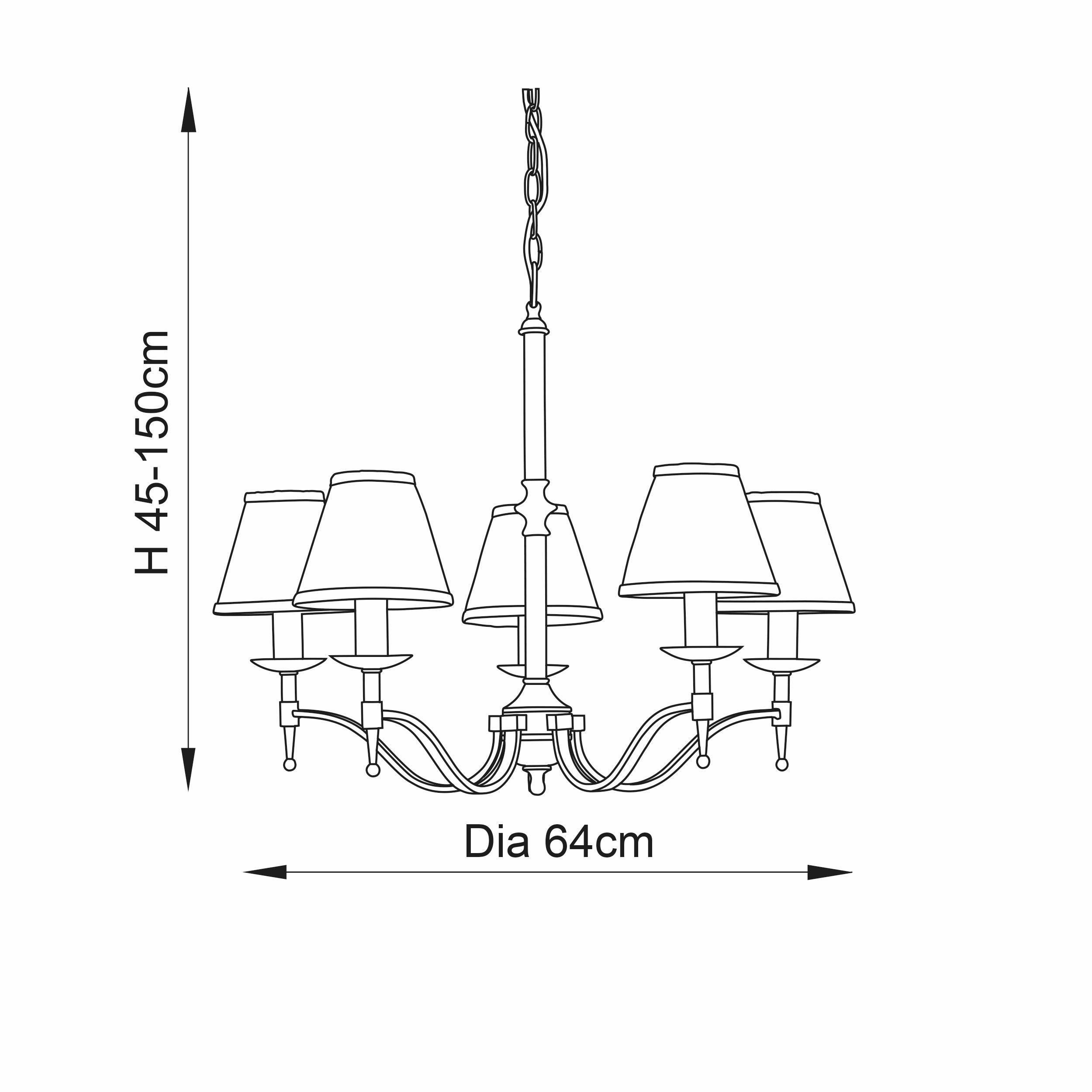 Stanford 5 Light Antique Brass Chandelier - Beige Shades