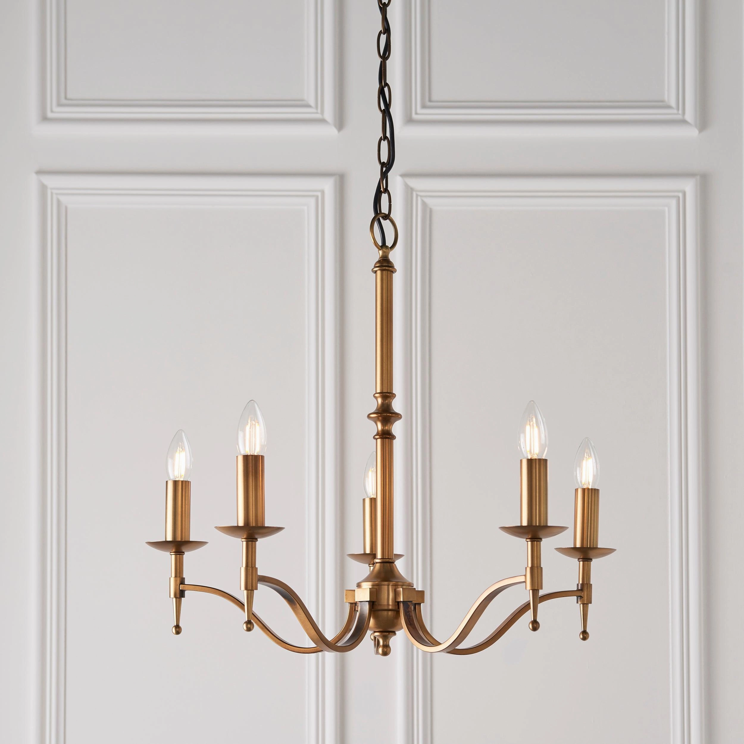 Stanford 5 Light Antique Brass Finish Chandelier