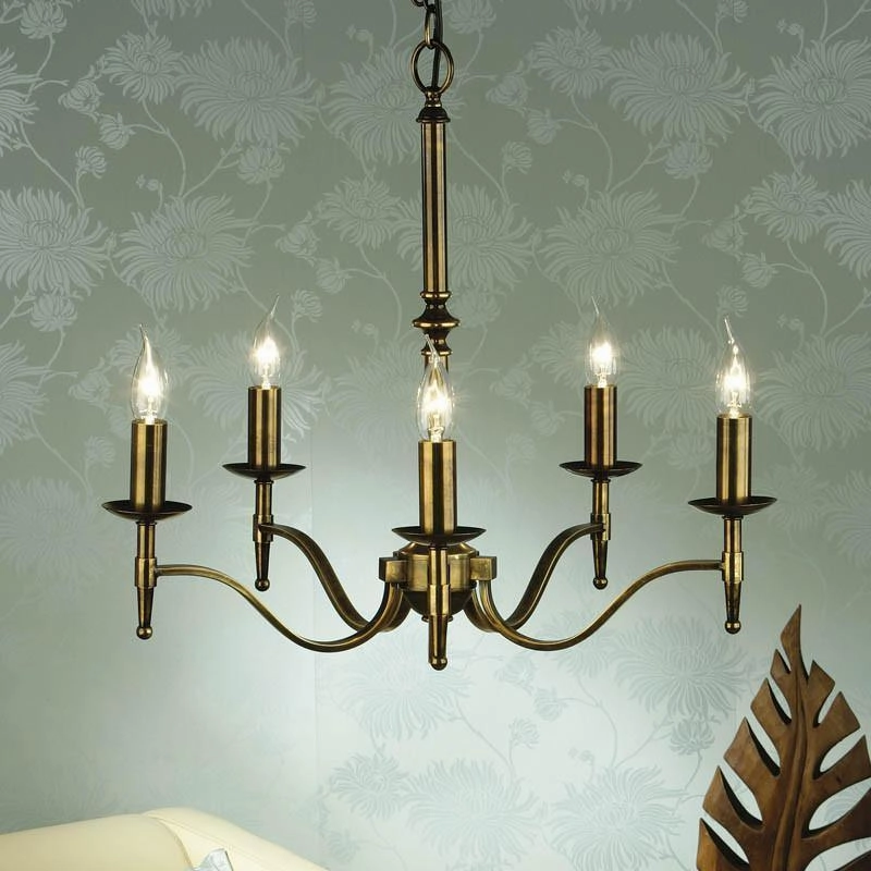 Stanford 5 Light Antique Brass Finish Chandelier