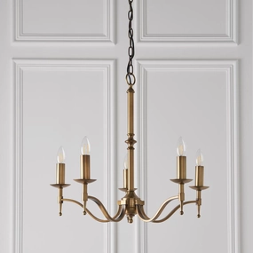 Stanford 5 Light Antique Brass Finish Chandelier simple ceiling design light