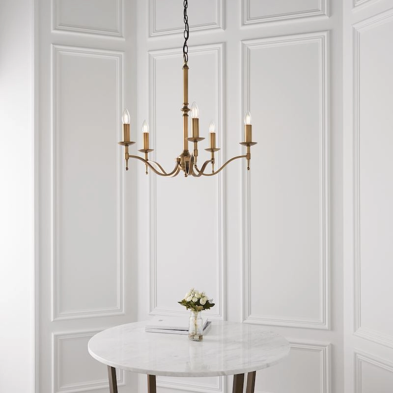 Stanford 5 Light Antique Brass Finish Chandelier