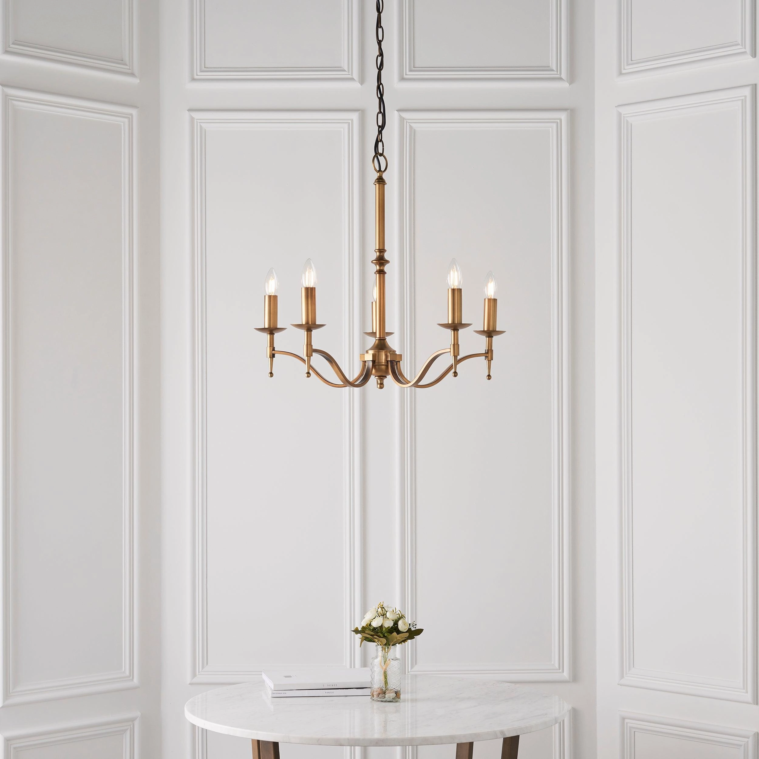 Stanford 5 Light Antique Brass Finish Chandelier