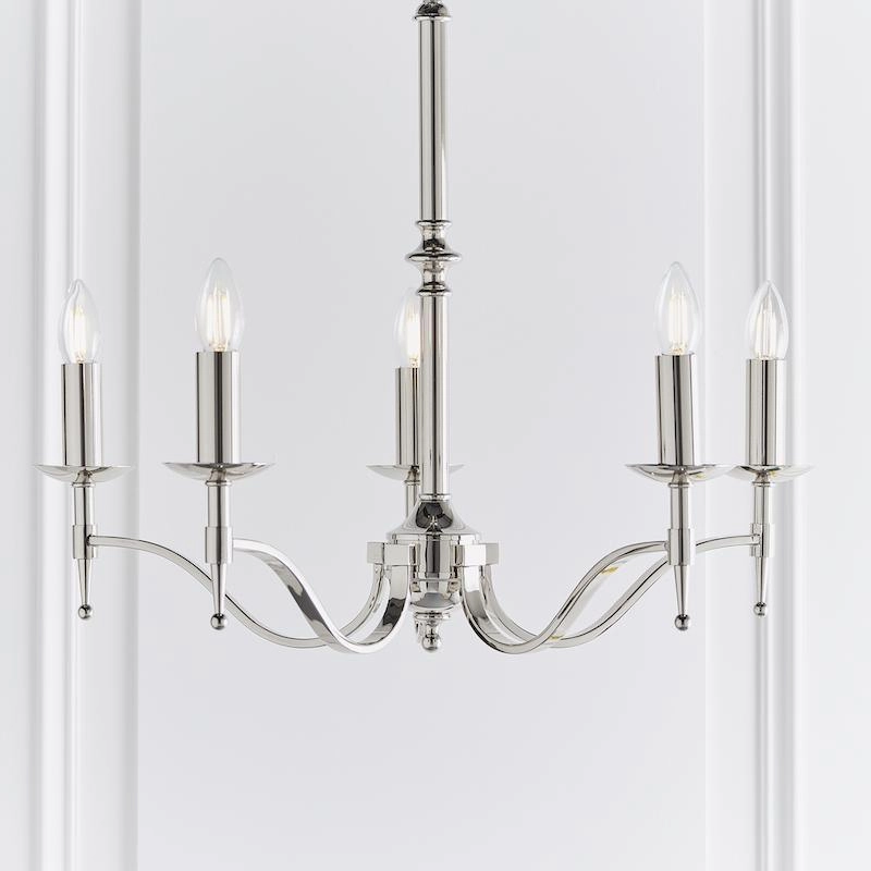 Stanford 5 Light Polished Nickel Finish Chandelier