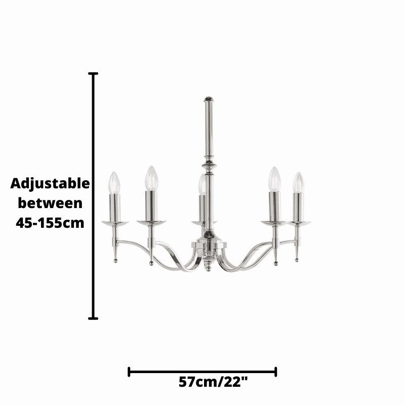 Stanford 5 Light Polished Nickel Finish Chandelier