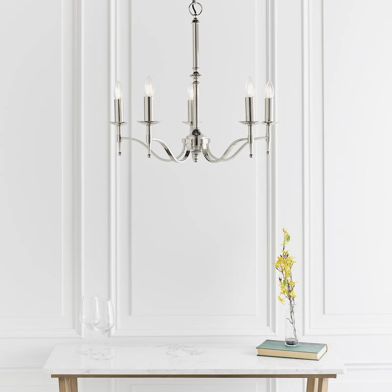 Stanford 5 Light Polished Nickel Finish Chandelier simple ceiling design light