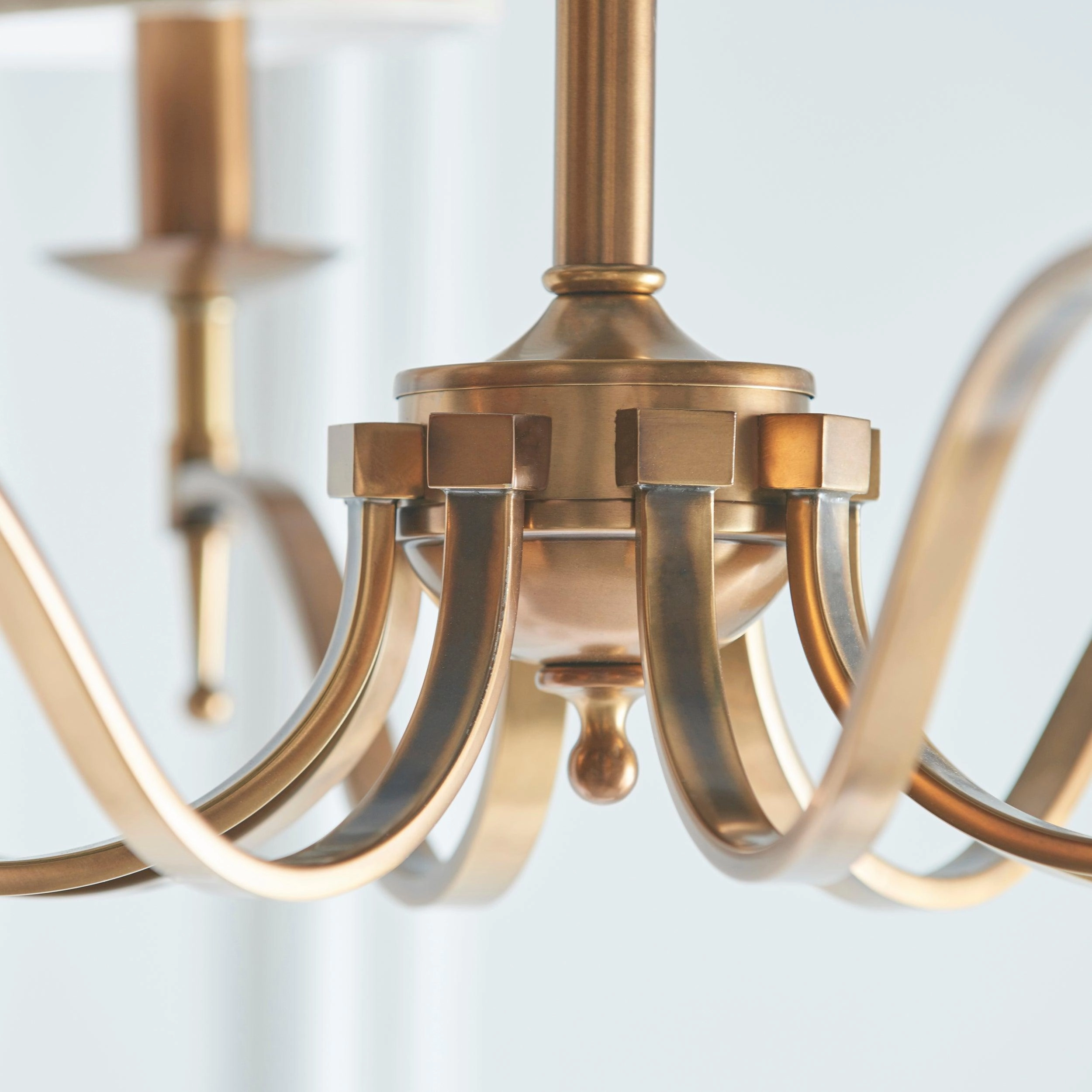Stanford 8 Light Antique Brass Chandelier - Beige Shades