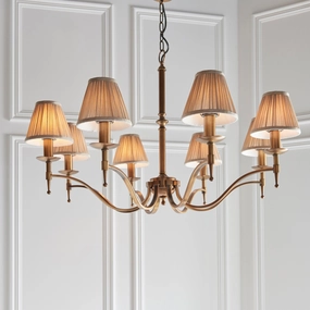 Stanford 8 Light Antique Brass Chandelier - Beige Shades simple ceiling design light
