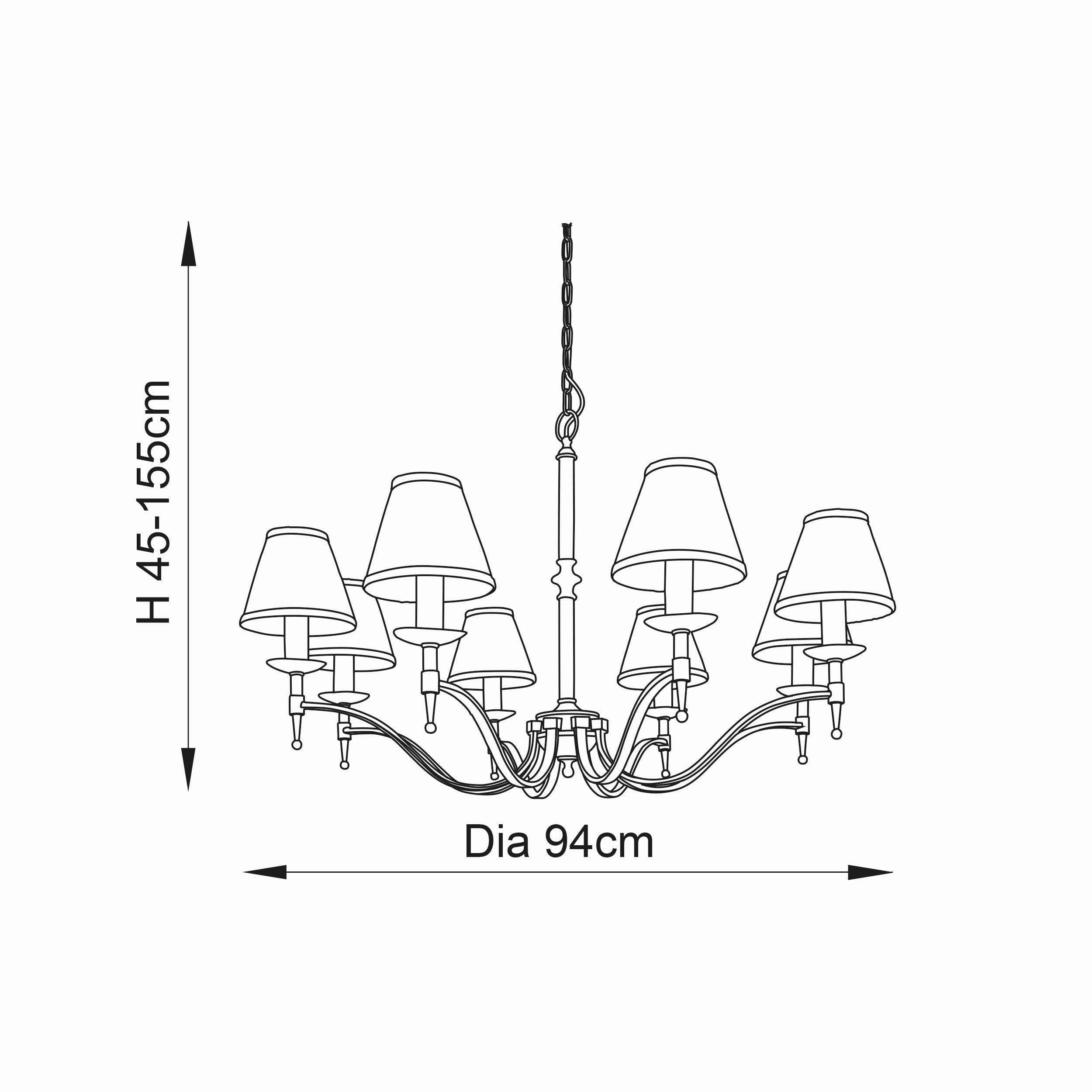 Stanford 8 Light Antique Brass Chandelier - Beige Shades
