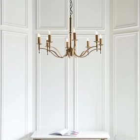 Stanford 8 Light Antique Brass Finish Chandelier simple ceiling design light
