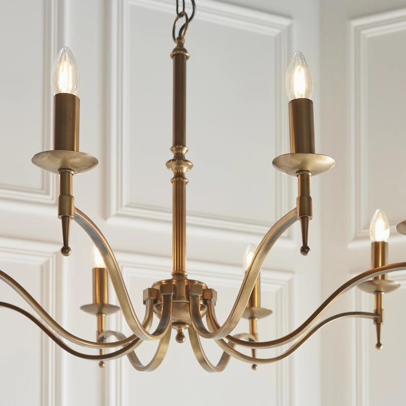 Stanford 8 Light Antique Brass Finish Chandelier