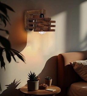 Star Brown Wooden Wall Light (BULB NOT INCLUDED) vintage desk lamp
