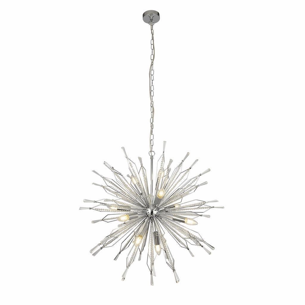 Starburst 10 Light Chrome & Crystal Glass Ceiling Pendant minimalist ceiling light