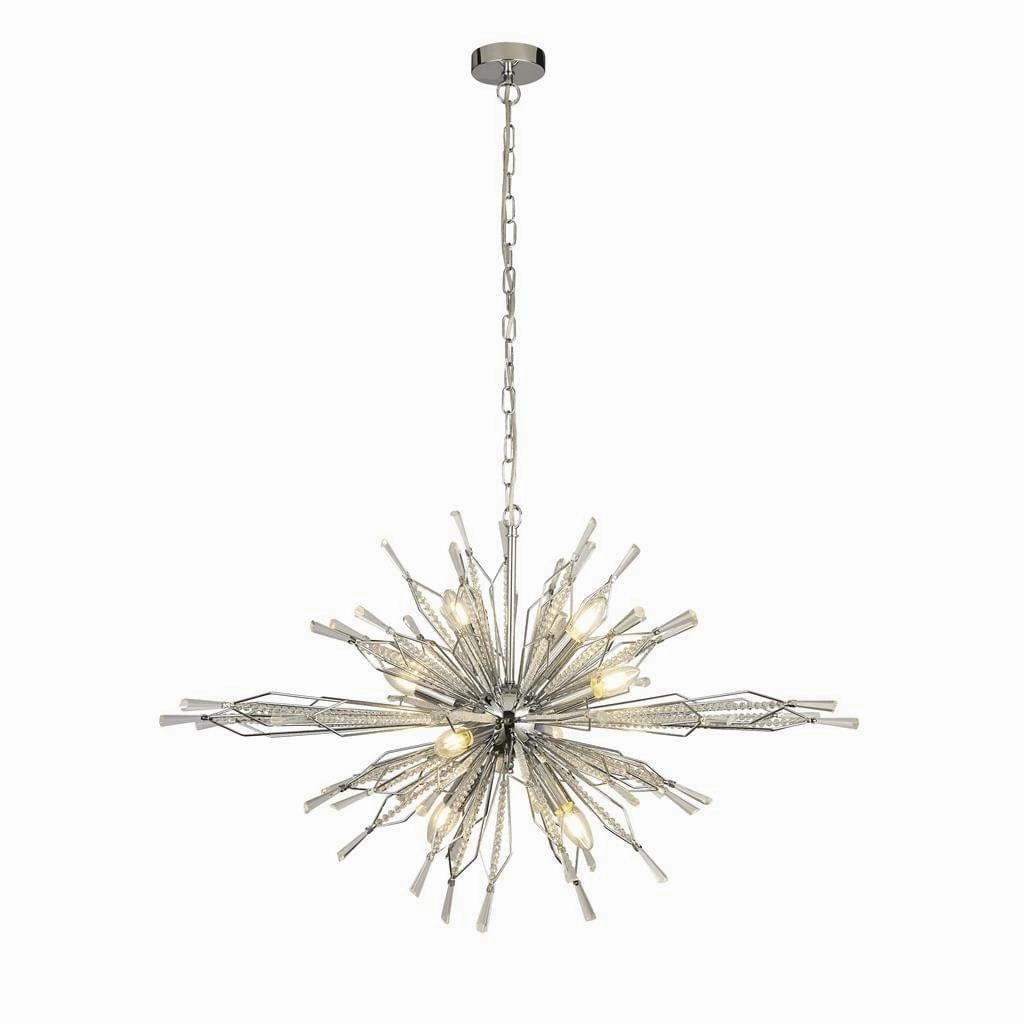 Starburst 8 Light Chrome & Crystal Glass Ceiling Pendant minimalist ceiling light