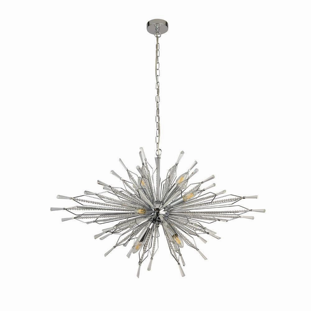 Starburst 8 Light Chrome & Crystal Glass Ceiling Pendant