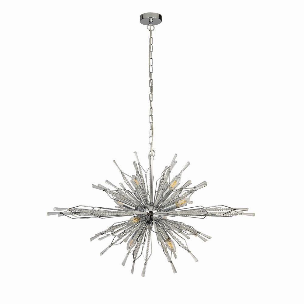 Starburst 8 Light Chrome & Crystal Glass Ceiling Pendant