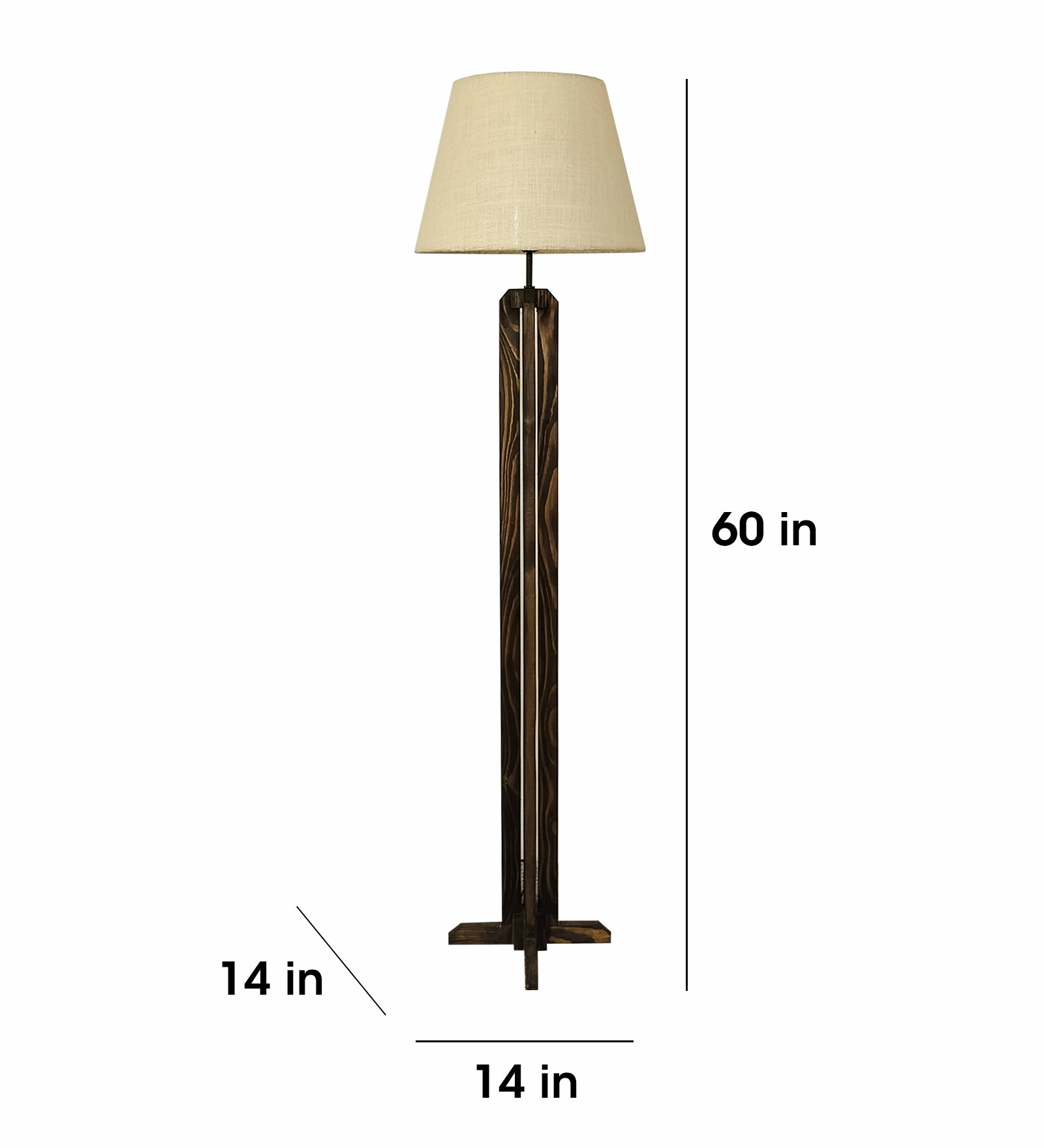 Stella Wooden Floor Lamp with Premium Beige Fabric Lampshade (BULB NOT INCLUDED)