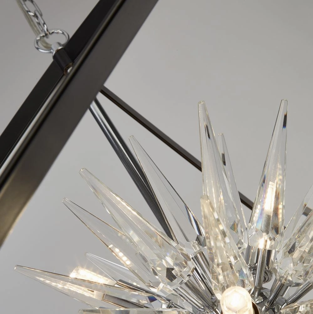 Stellar 6 Light Spike Ball Pendant - Black/Crystal Glass