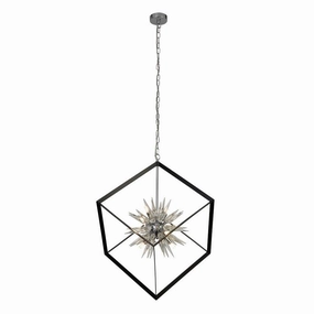 Stellar 6 Light Spike Ball Pendant - Black/Crystal Glass minimalist ceiling light