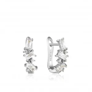 Sterling Silver Rhodium Plated Cluster Huggie Earrings E018-03H Ania Haie Jewellery
