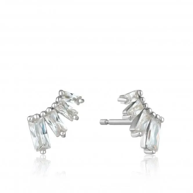 Sterling Silver Rhodium Plated Glow Bar Stud Earrings E018-04H Ania Haie Jewellery