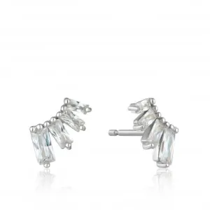 Sterling Silver Rhodium Plated Glow Bar Stud Earrings E018-04H Ania Haie Jewellery