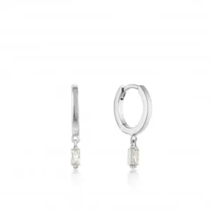 Sterling Silver Rhodium Plated Glow Huggie Hoop Earrings E018-09H Ania Haie Jewellery