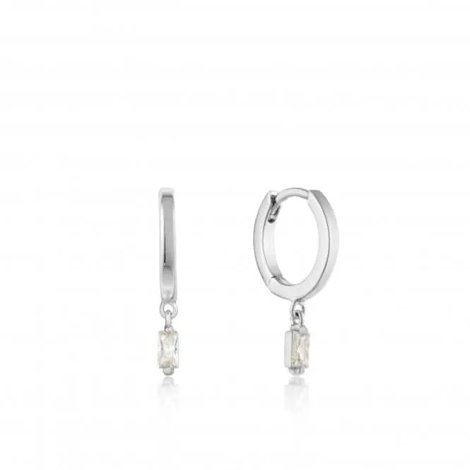 Sterling Silver Rhodium Plated Glow Huggie Hoop Earrings E018-09H Ania Haie Jewellery