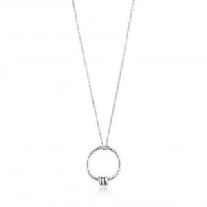 Sterling Silver Rhodium Plated Modern Circle Necklace N002-01H Ania Haie Jewellery