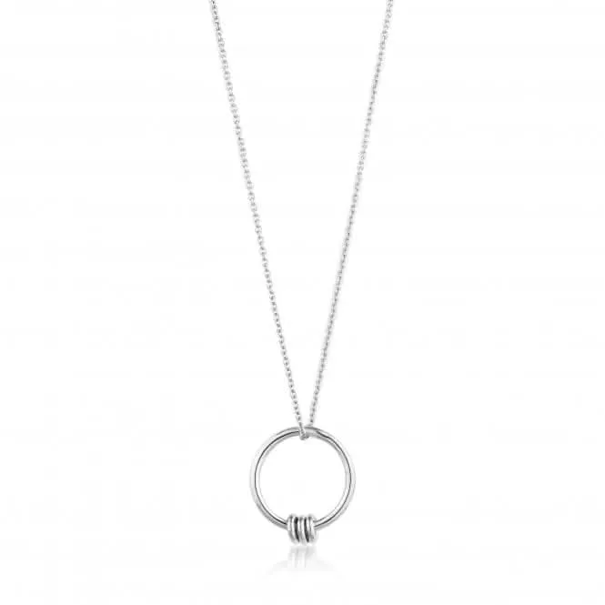 Sterling Silver Rhodium Plated Modern Circle Necklace N002-01H Ania Haie Jewellery