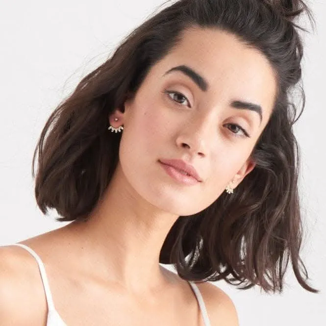 Sterling Silver Shiny Gold Plated Cluster Ear Jacket Earrings E018-13G Ania Haie Jewellery