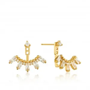 Sterling Silver Shiny Gold Plated Cluster Ear Jacket Earrings E018-13G Ania Haie Jewellery