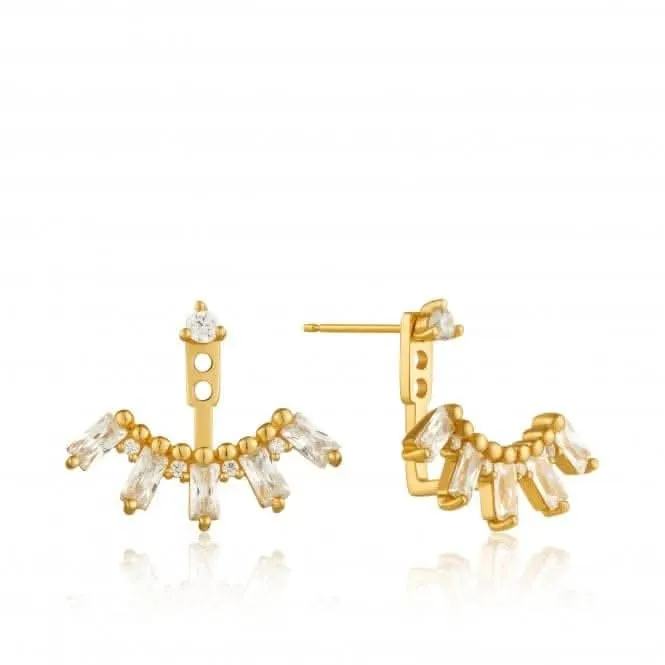 Sterling Silver Shiny Gold Plated Cluster Ear Jacket Earrings E018-13G Ania Haie Jewellery