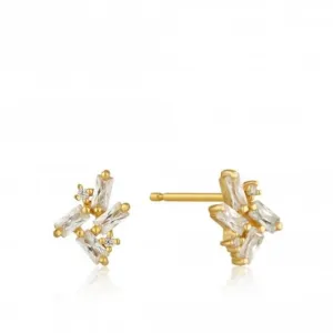 Sterling Silver Shiny Gold Plated Cluster Stud Earrings E018-05G Ania Haie Jewellery