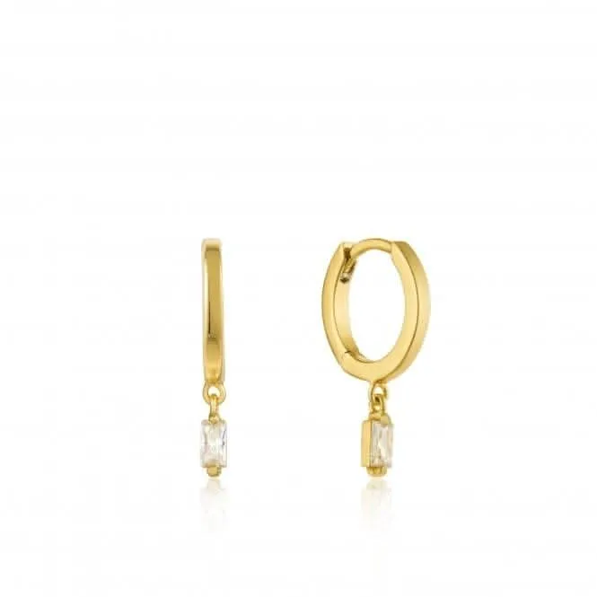 Sterling Silver Shiny Gold Plated Glow Huggie Hoop Earrings E018-09G Ania Haie Jewellery