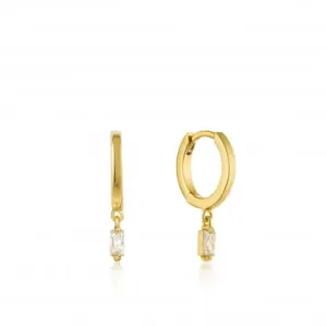 Sterling Silver Shiny Gold Plated Glow Huggie Hoop Earrings E018-09G Ania Haie Jewellery