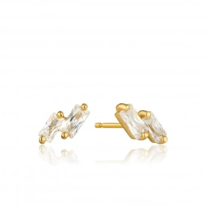 Sterling Silver Shiny Gold Plated Glow Stud Earrings E018-07G Ania Haie Jewellery