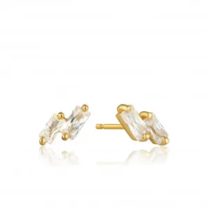 Sterling Silver Shiny Gold Plated Glow Stud Earrings E018-07G Ania Haie Jewellery