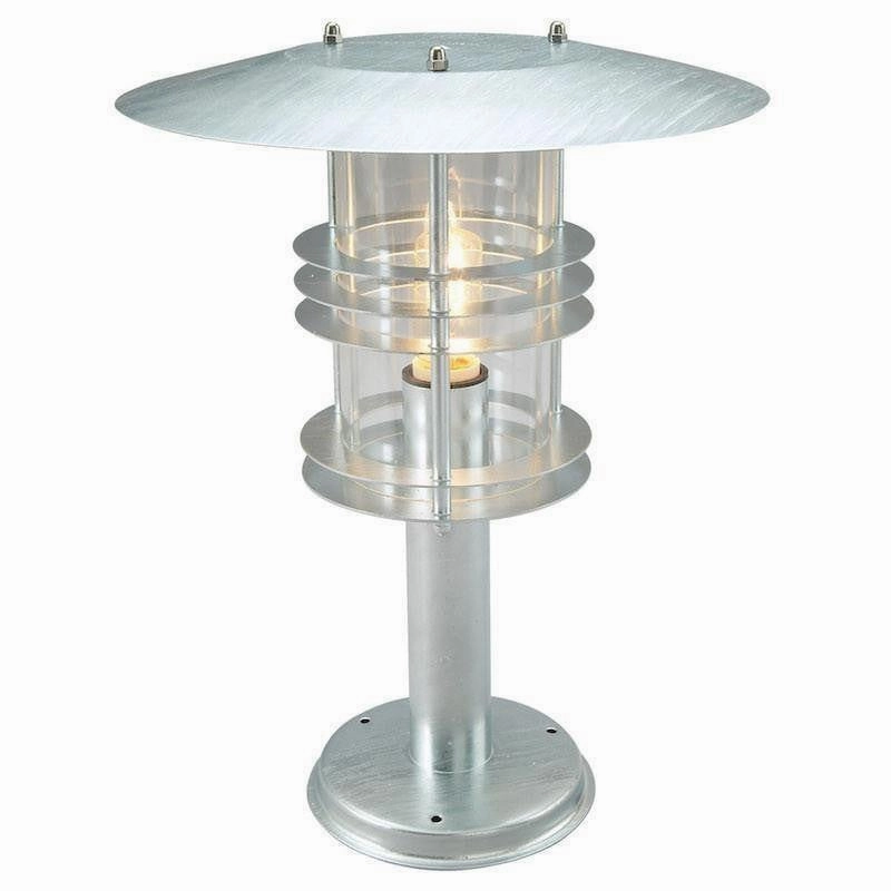 Stockholm Large Galvanised Steel Outdoor Pedestal Lantern indoor ambient light