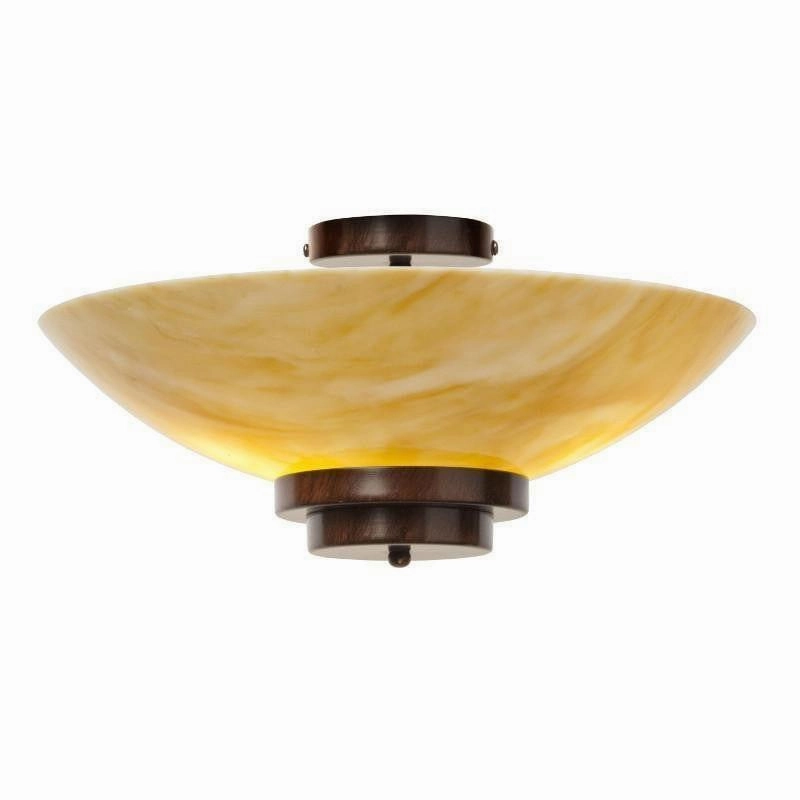 Stratton Bronze Art Deco Flush Ceiling Light - Amber White Glass simple ceiling design light