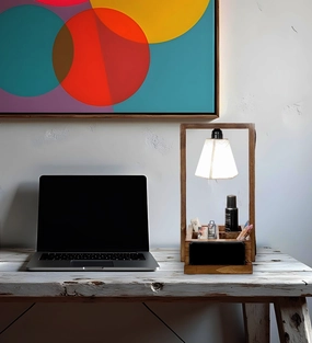 Strew Wooden Table Lamp with Brown Base and Premium White Fabric Lampshade (BULB NOT INCLUDED) Louis Poulsen chandelier