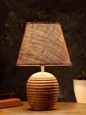 Striped Wooden Brown Lamp with Brown Jute Shade Louis Poulsen chandelier