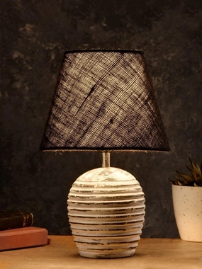 Striped Wooden White Lamp with Black Jute Shade Louis Poulsen chandelier