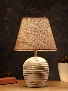 Striped Wooden White Lamp with Brown Jute Shade Louis Poulsen chandelier