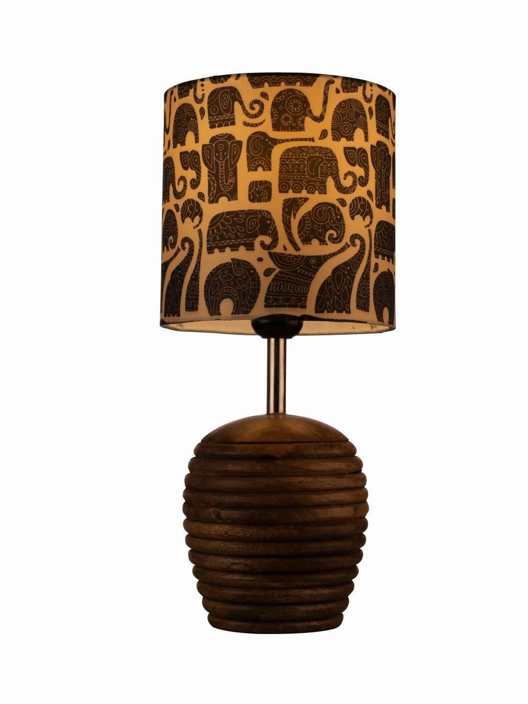 Stripped Brown Lamp with Black Elephant multicolor shade