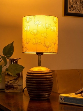 Stripped Brown Lamp with Mustard Flora multicolor shade Louis Poulsen chandelier