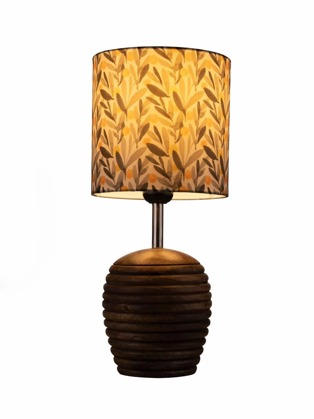 Stripped Brown Lamp with Yellow Leaves multicolor shade