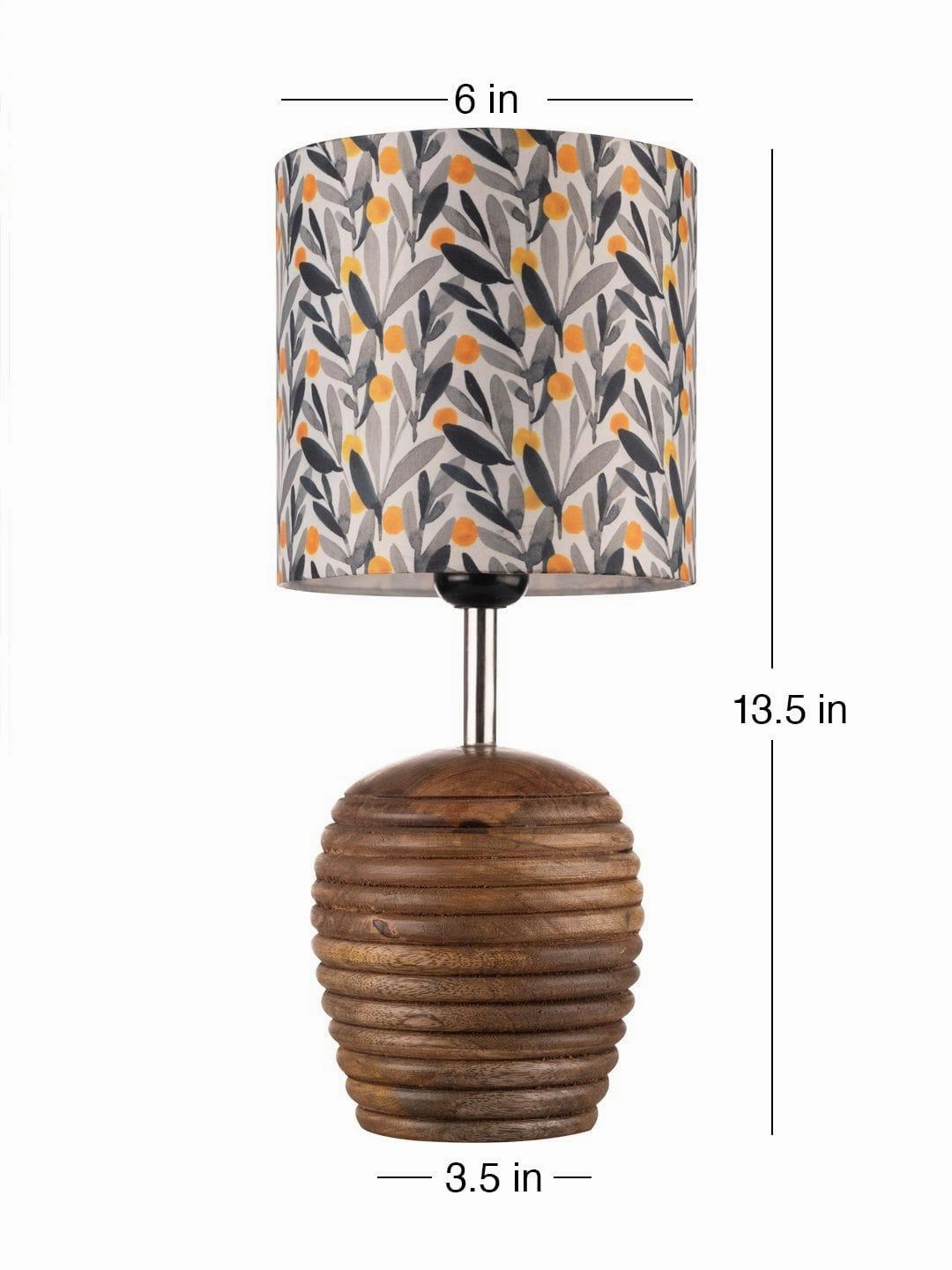 Stripped Brown Lamp with Yellow Leaves multicolor shade